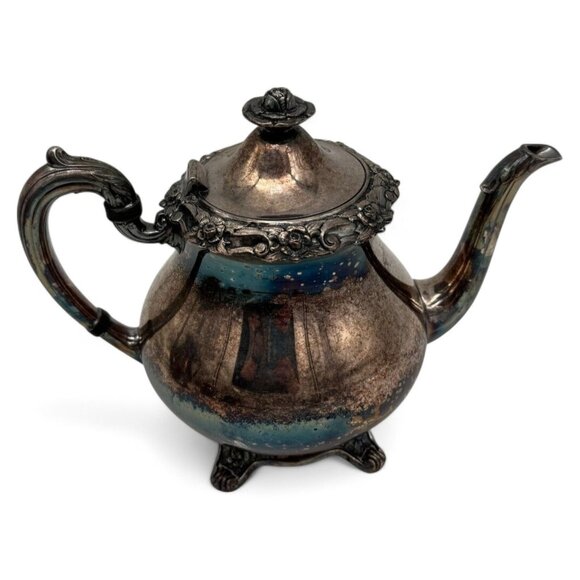 Vintage 1881 Rogers Glenrose 6 Pc Silverplate Tea Set W Tray - Picture 2 of 14